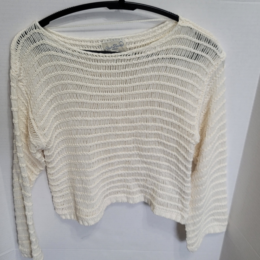 Your Favorite By PACSUN Chic Cream Knit Sweater XS Boho Gardencore Beachy Island